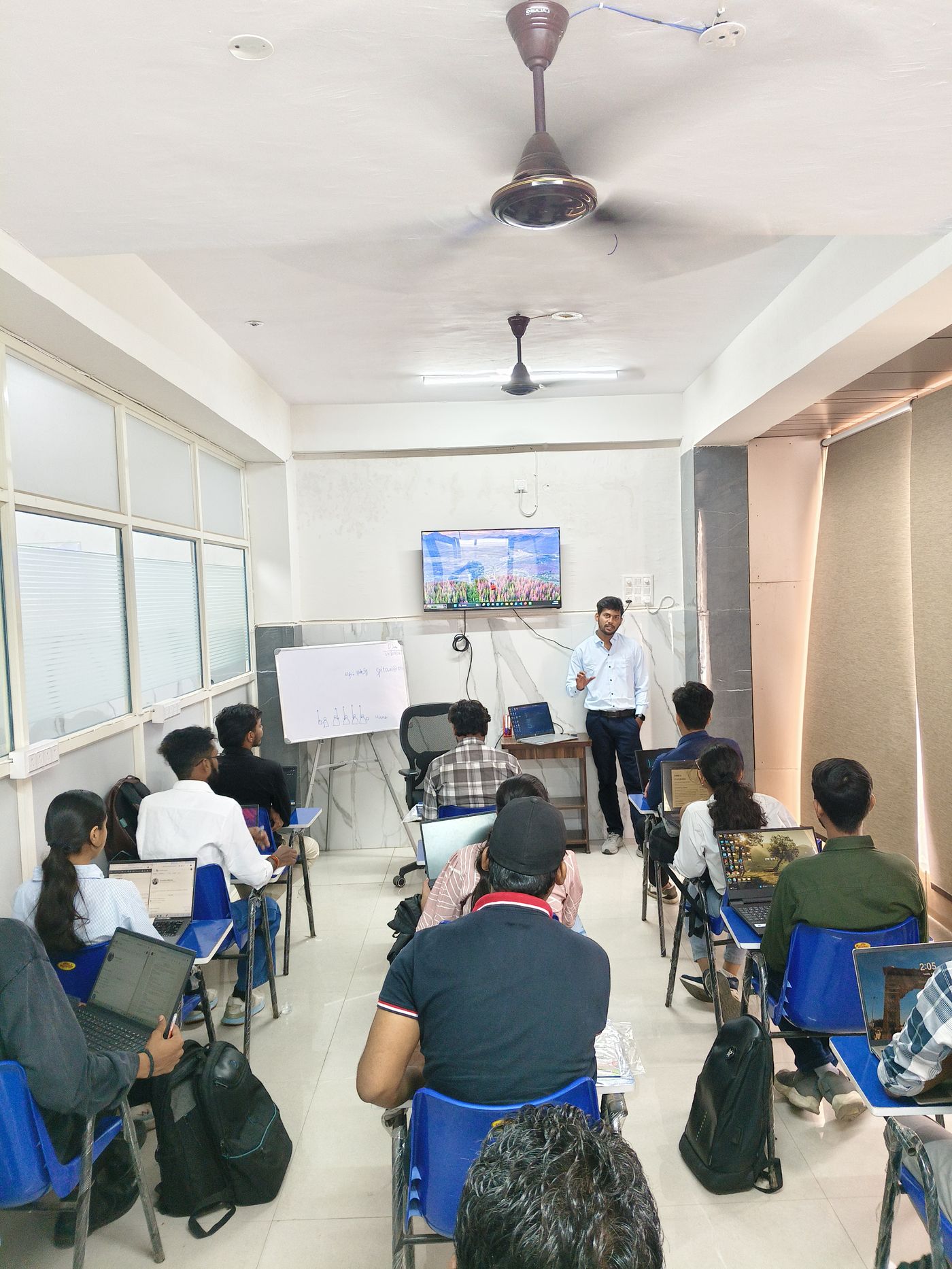 Students learning in the computer lab